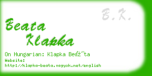 beata klapka business card